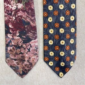 Pair of ties- Towncraft Ketch- micro floral print and abstract floral